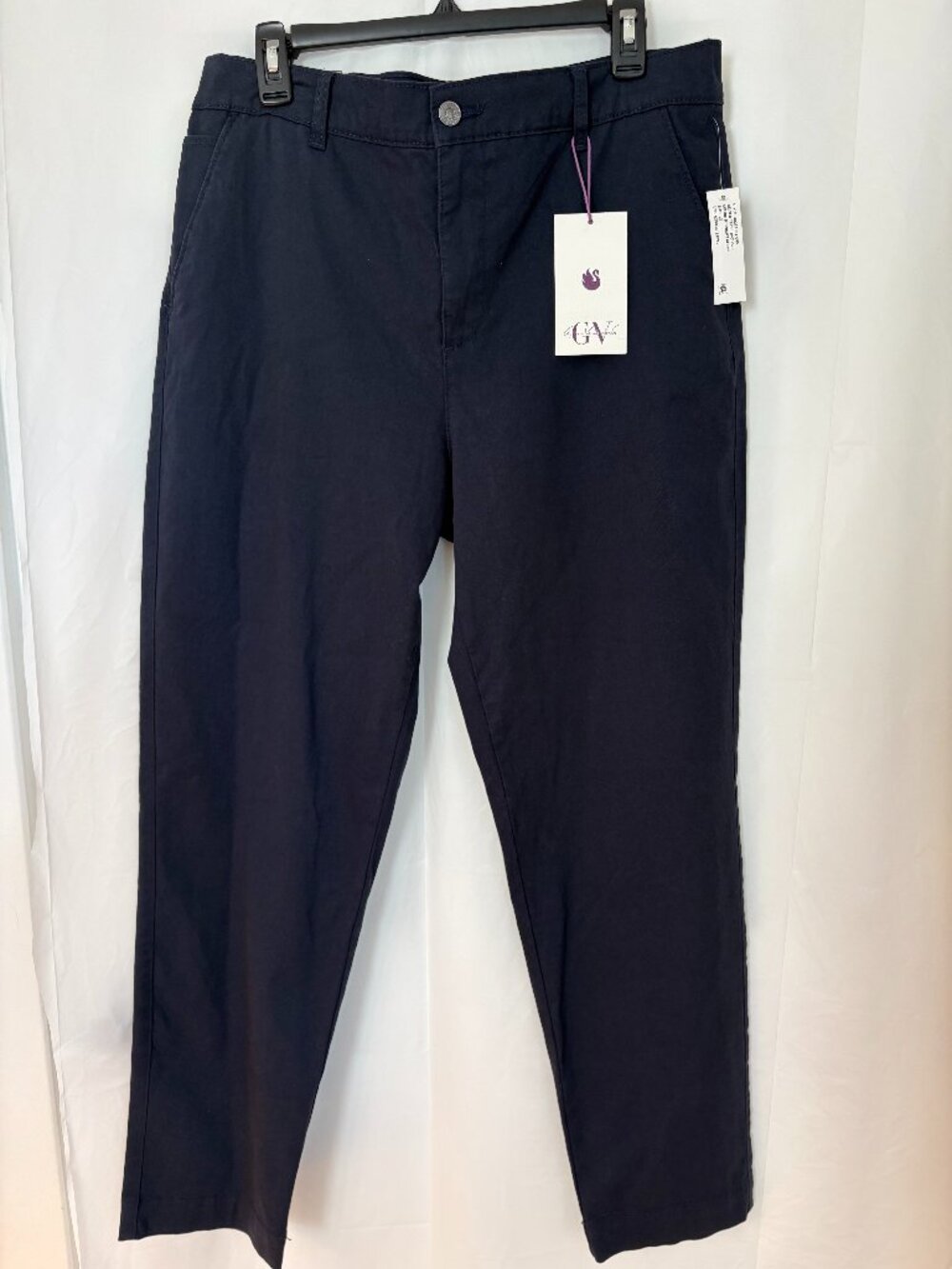 NWT Womens Gloria Vanderbilt Size 12 Navy Slimming Effect Trouser Pants